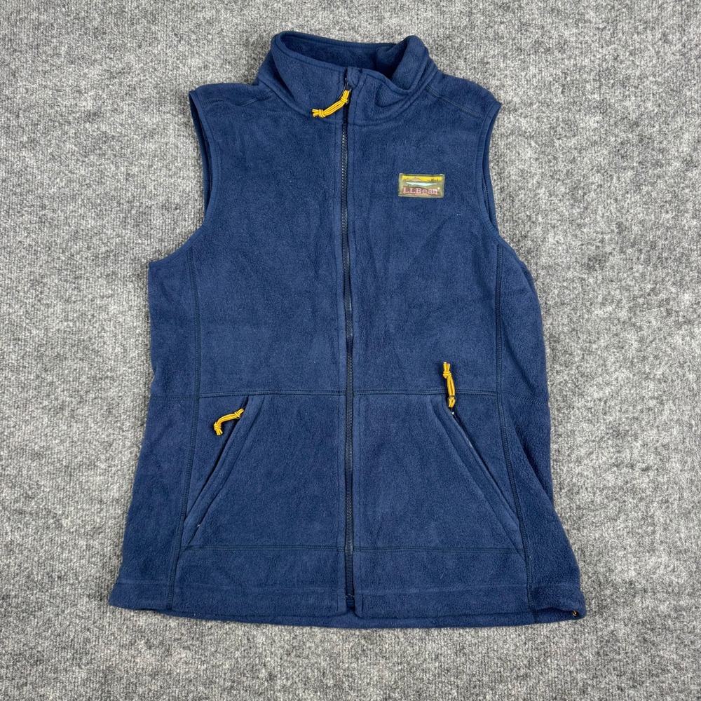 L.L. Bean Vest Womens Size M Blue Fleece Full Zip Mock Neck Outdoor Casual